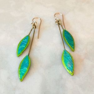 Artisan metal Leaf collage earrings